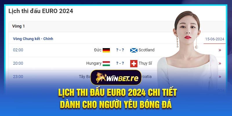 lịch thi đấu Euro 2024